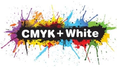 druk CMYK + Biały z użyciem białego tuszu