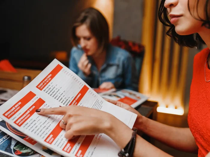 drukowane karty menu dla restauracji