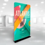 stand tekstylny z grafiką drukowaną na tkaninie